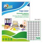 Etichette adesive ovali SL4 - in carta - permanenti - 36 x 27 mm - 50 et/fg - 100 fogli - argento satinato - Tico
